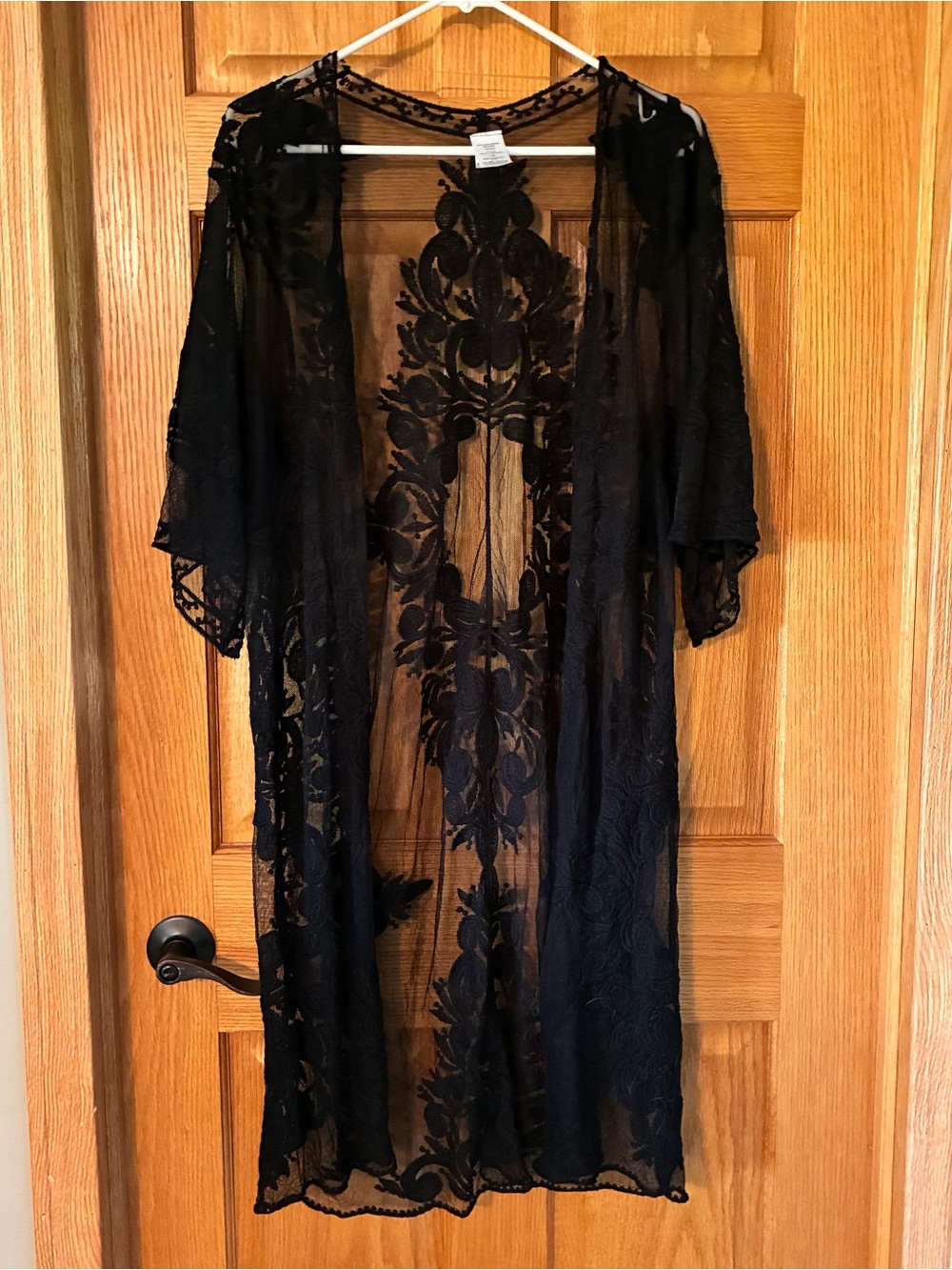 Sheer Black Lace Kimono Robe Women’s Intimates & Sleepwear Swim Cover L/XL
